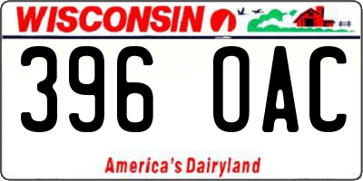 WI license plate 396OAC
