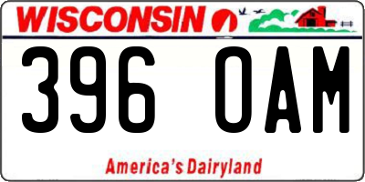 WI license plate 396OAM