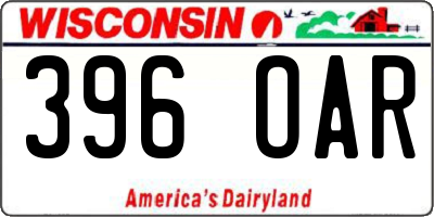 WI license plate 396OAR