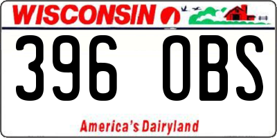 WI license plate 396OBS