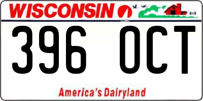 WI license plate 396OCT