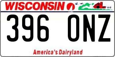 WI license plate 396ONZ