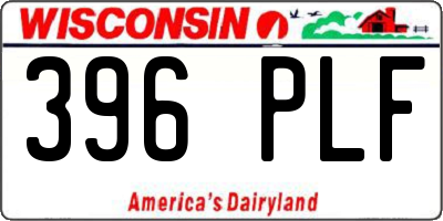 WI license plate 396PLF