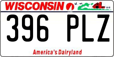 WI license plate 396PLZ