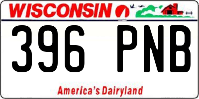WI license plate 396PNB