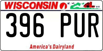 WI license plate 396PUR