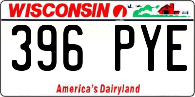 WI license plate 396PYE