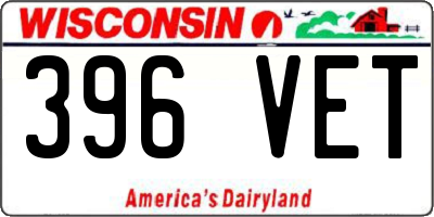 WI license plate 396VET