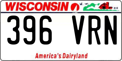 WI license plate 396VRN