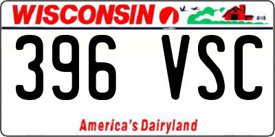WI license plate 396VSC
