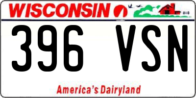 WI license plate 396VSN