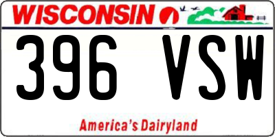 WI license plate 396VSW