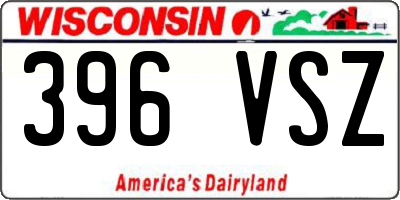 WI license plate 396VSZ