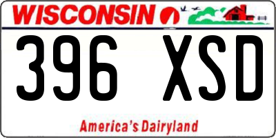 WI license plate 396XSD