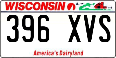 WI license plate 396XVS