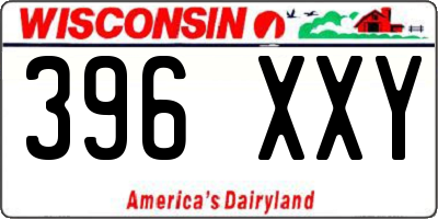 WI license plate 396XXY