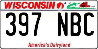 WI license plate 397NBC