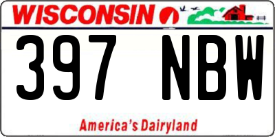WI license plate 397NBW
