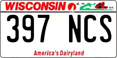 WI license plate 397NCS