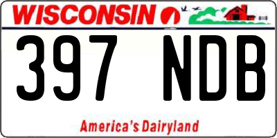WI license plate 397NDB