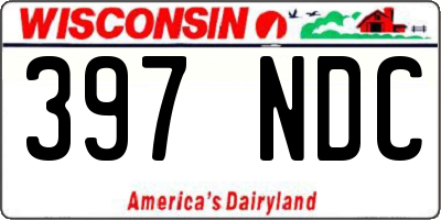 WI license plate 397NDC