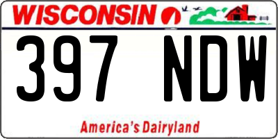 WI license plate 397NDW