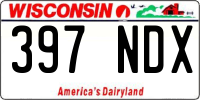 WI license plate 397NDX