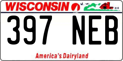 WI license plate 397NEB