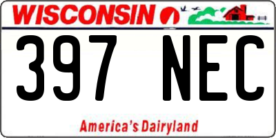 WI license plate 397NEC