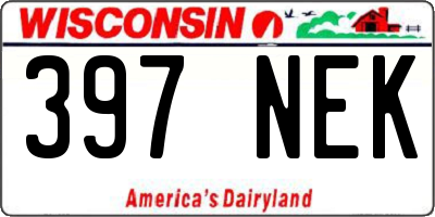 WI license plate 397NEK