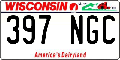 WI license plate 397NGC