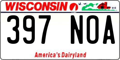 WI license plate 397NOA