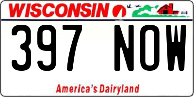 WI license plate 397NOW