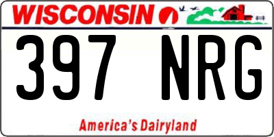WI license plate 397NRG