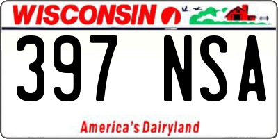 WI license plate 397NSA