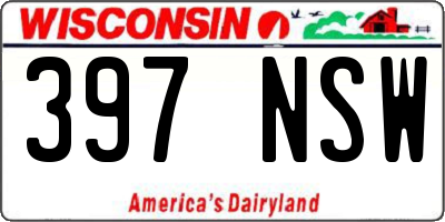 WI license plate 397NSW