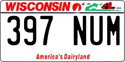 WI license plate 397NUM