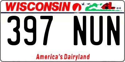 WI license plate 397NUN