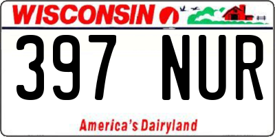 WI license plate 397NUR