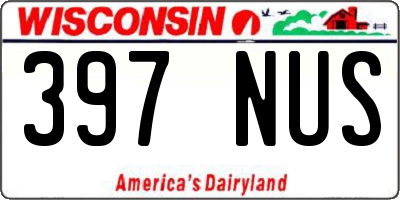 WI license plate 397NUS