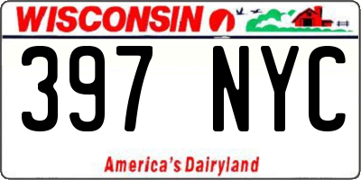 WI license plate 397NYC