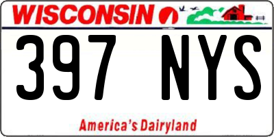 WI license plate 397NYS