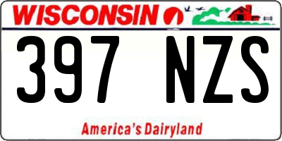 WI license plate 397NZS