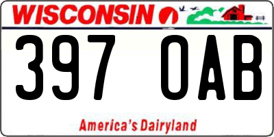 WI license plate 397OAB