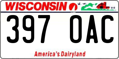 WI license plate 397OAC