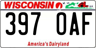 WI license plate 397OAF