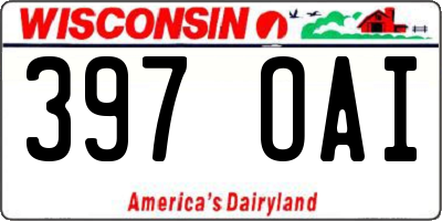 WI license plate 397OAI