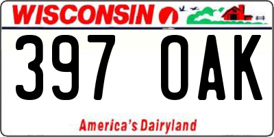 WI license plate 397OAK