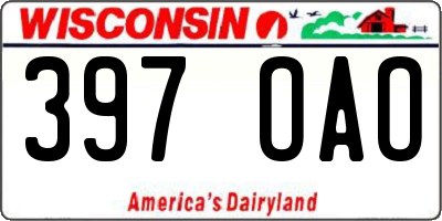 WI license plate 397OAO
