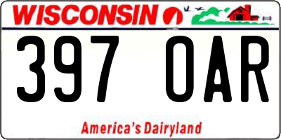 WI license plate 397OAR